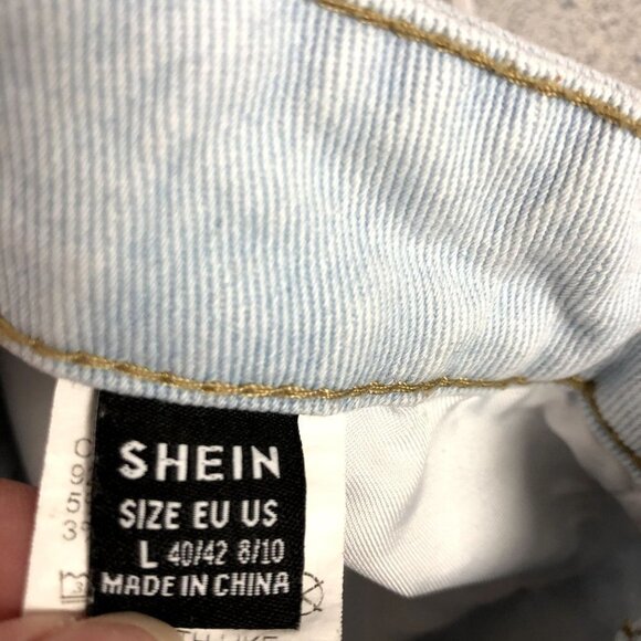 Shein Distressed Light Washed High-Rise Shorts Size Med/Large - Picture 3 of 5